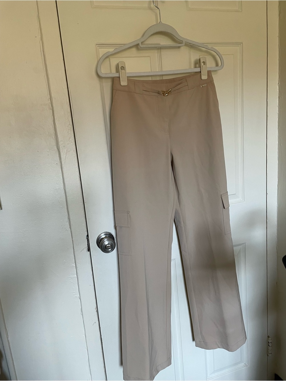 ST. John Sport by Marie Gray Women's Slim Cargo Dress Pants in Beige